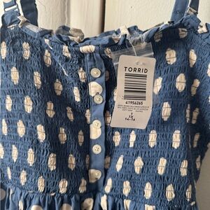 Torrid Blue and White Smocked Dress